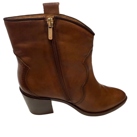 Women Pikolonos Rioja Women’s Brown Leather Western Style Ankle Boots NEW US 9.5 EU 40